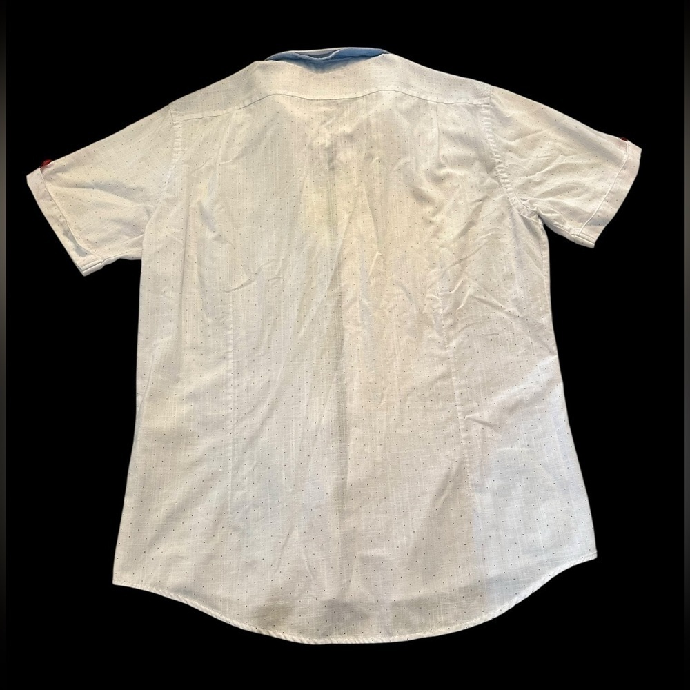 Billy London UK Short Sleeve Button Down Shirt Mens Size large White with Dots - Picture 4 of 4